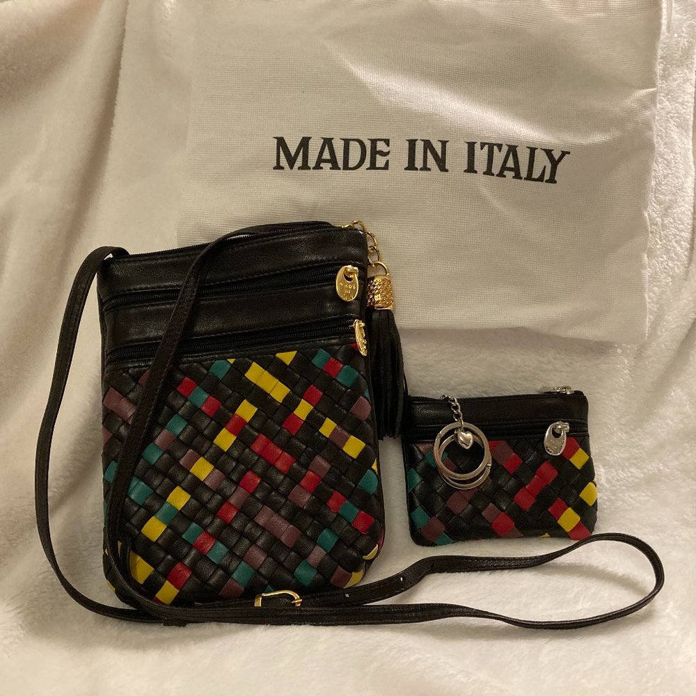 Mannelli Braided Crossbody Handbag with Coordinating Coin Purse Design